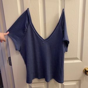 navy blue off the shoulder crop top